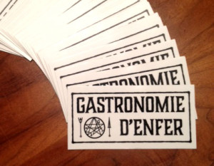 A sheaf of Gastronomie d'Enfer stickers